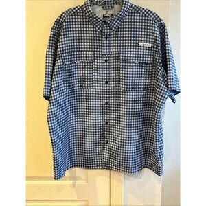 Habit Mens 2XL Blue Plaid Short Sleeve Vented Fishing Shirt Vented Back UPF 40